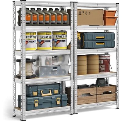 SONGMICS Étagère de Rangement Charge Lourde, Lot de 2, Étagère de Garage 30 x 75 x 150 cm, Capacité de Charge Jusqu’à 875 kg, Montage Facile, Tablettes Réglables, Argent GLR451E01 - Publicité SONGMICS Étagère de Rangement Charge Lourde, Lot de 2, Étagère de Garage 30 x 75 x 150 cm, Capacité de Charge Jusqu’à 875 kg, Montage Facile, Tablettes Réglables, Argent GLR451E01 - Publicité