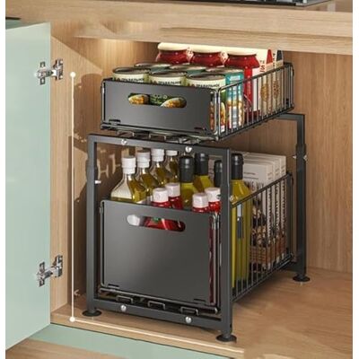 LANTUS Étagères de Cuisine pour Rangement sous Évier, Paniers Coulissants, Organisateur,tiroirs coulissants pour armoires, boîte de Rangement coulissante pour la Cuisine, 29 x 38 x 49 cm (Noir) - Publicité LANTUS Étagères de Cuisine pour Rangement sous Évier, Paniers Coulissants, Organisateur,tiroirs coulissants pour armoires, boîte de Rangement coulissante pour la Cuisine, 29 x 38 x 49 cm (Noir) - Publicité