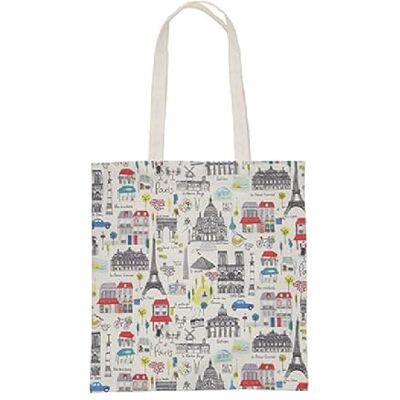 KIUB Totebag en coton renforcé motif Tour Eiffel de Paris avec tous les autres symboles de Paris dimensions 40 * 37CM (16 * 15 inches) - Publicité KIUB Totebag en coton renforcé motif Tour Eiffel de Paris avec tous les autres symboles de Paris dimensions 40 * 37CM (16 * 15 inches) - Publicité