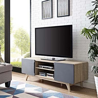 Modway Tread Mi-Century Meuble TV moderne 59 pouces, 59 pouces, gris naturel - Publicité Modway Tread Mi-Century Meuble TV moderne 59 pouces, 59 pouces, gris naturel - Publicité