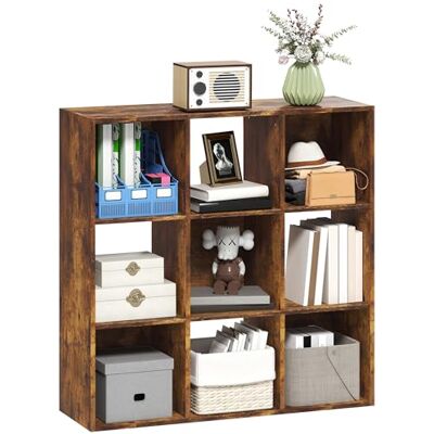 HOMCOM Meuble de Rangement à 3 Niveaux 9 Cubes en Panneaux de Particules pour la Maison, Le Bureau, étagères Marron Rustique - Publicité HOMCOM Meuble de Rangement à 3 Niveaux 9 Cubes en Panneaux de Particules pour la Maison, Le Bureau, étagères Marron Rustique - Publicité