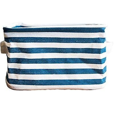 Morbuy Panier de rangement, Cadeau de Noël Petit Bébé lin de rangement Jeux Panier organiseur en tissu avec 2 poignées sur les deux côtés 20 x 15 x 13 cm (une pièce Rayures bleu foncé) - Publicité Morbuy Panier de rangement, Cadeau de Noël Petit Bébé lin de rangement Jeux Panier organiseur en tissu avec 2 poignées sur les deux côtés 20 x 15 x 13 cm (une pièce Rayures bleu foncé) - Publicité