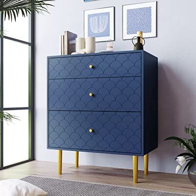 Merax Commode à 3 Tiroirs, Meuble de Rangement Buffet, avec poignées et glissières en métal, Beaucoup d'espace de Rangement, pour Chambre à Coucher, Salon, Bureau, Bleu Marine, 75 x 40 x 89 cm - Publicité Merax Commode à 3 Tiroirs, Meuble de Rangement Buffet, avec poignées et glissières en métal, Beaucoup d'espace de Rangement, pour Chambre à Coucher, Salon, Bureau, Bleu Marine, 75 x 40 x 89 cm - Publicité