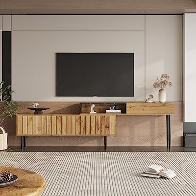 Merax Support TV avec Design en marbre et Grain de Bois, Pieds en Fer, Couleur Bois foncé, 180 x 36,5 x 58 cm - Publicité Merax Support TV avec Design en marbre et Grain de Bois, Pieds en Fer, Couleur Bois foncé, 180 x 36,5 x 58 cm - Publicité