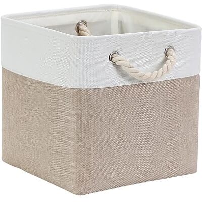 Mangata Cube de Rangement en Tissu, Boîte de Rangement Pliable, Blanc Kaki Clair, 28x28x28cm, 1 - Publicité Mangata Cube de Rangement en Tissu, Boîte de Rangement Pliable, Blanc Kaki Clair, 28x28x28cm, 1 - Publicité