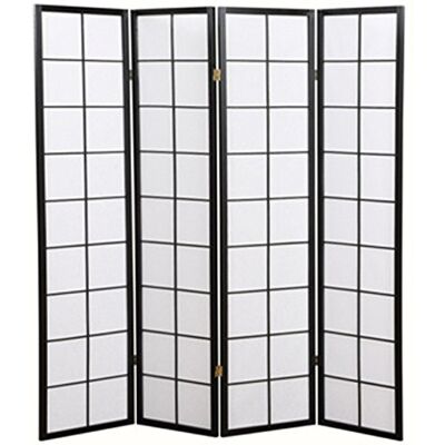 PEGANE - Paravento giapponese shoji legno nero 4 pannelli - noir et blanc - Publicité PEGANE - Paravento giapponese shoji legno nero 4 pannelli - noir et blanc - Publicité