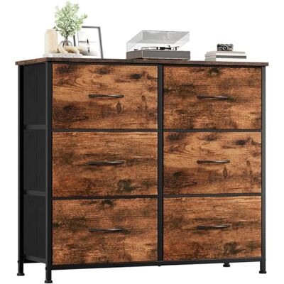 Somdot Commode Chambre, Meuble en Tissu avec Cadre en Acier, Tour de Rangement pour Adult Salon Couloir Entrée, 30P x 80L x 71,5H (6 Tiroirs), imprimé Grain de Bois - Publicité Somdot Commode Chambre, Meuble en Tissu avec Cadre en Acier, Tour de Rangement pour Adult Salon Couloir Entrée, 30P x 80L x 71,5H (6 Tiroirs), imprimé Grain de Bois - Publicité