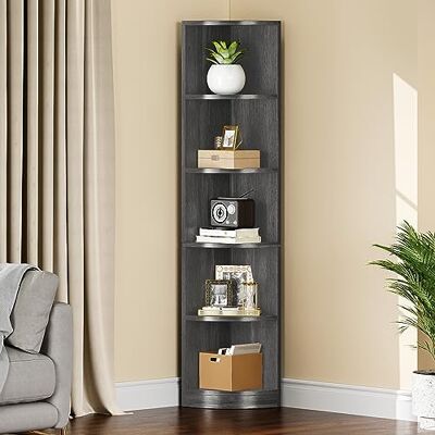 YITAHOME Étagère d'angle Moderne à 5 Niveaux sur Pied, 30 x 30 x 180 cm, 5 étagères d'angle et bibliothèques, étagères de Rangement Ouvertes en Bois pour Salon, Bureau à Domicile - Publicité YITAHOME Étagère d'angle Moderne à 5 Niveaux sur Pied, 30 x 30 x 180 cm, 5 étagères d'angle et bibliothèques, étagères de Rangement Ouvertes en Bois pour Salon, Bureau à Domicile - Publicité