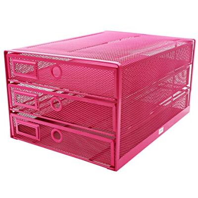 EXERZ Organiseur maillé 3 tiroirs/Module de Classement/Trieur de Papier/Organiseur Multifonctionnel de Bureau(Rose) - Publicité EXERZ Organiseur maillé 3 tiroirs/Module de Classement/Trieur de Papier/Organiseur Multifonctionnel de Bureau(Rose) - Publicité