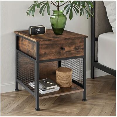 tectake ® Table de Chevet 45 x 46 x 55,5 cm, Table de Nuit à tiroir Style Industriel Chevet de lit Petit Meuble de Rangement Meuble Chambre Décoration Chambre Bout de canape Salon, Bureau, Bois foncé - Publicité tectake ® Table de Chevet 45 x 46 x 55,5 cm, Table de Nuit à tiroir Style Industriel Chevet de lit Petit Meuble de Rangement Meuble Chambre Décoration Chambre Bout de canape Salon, Bureau, Bois foncé - Publicité