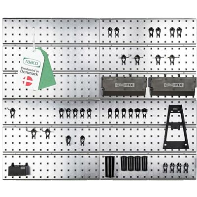 Raaco Start Set 38 Paroi D'Outils Galvanisée Panneau Perforé Atelier avec 38 SuperClips, 104 x 88 cm, Capacité Totale de Charge 300 kg, Porte Outils Mural, Système d'Organisation d'Atelier - Publicité Raaco Start Set 38 Paroi D'Outils Galvanisée Panneau Perforé Atelier avec 38 SuperClips, 104 x 88 cm, Capacité Totale de Charge 300 kg, Porte Outils Mural, Système d'Organisation d'Atelier - Publicité