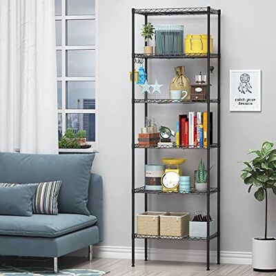 Himimi Étagère à 6 Niveaux en Fil métallique pour Garage, Cuisine, Salon, Salle de Bain, 21,26 L x 11,42 l x 62,99 h Argenté - Publicité Himimi Étagère à 6 Niveaux en Fil métallique pour Garage, Cuisine, Salon, Salle de Bain, 21,26 L x 11,42 l x 62,99 h Argenté - Publicité