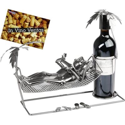 BRUBAKER Porte-Bouteilles de Vin Couple de Vacances Porte-Bouteilles en Métal Couple en Vacances sur Hamac avec Palmiers 40 cm Cadeau de Vin pour Vacances Vin Décoration avec Carte de Voeux - Publicité BRUBAKER Porte-Bouteilles de Vin Couple de Vacances Porte-Bouteilles en Métal Couple en Vacances sur Hamac avec Palmiers 40 cm Cadeau de Vin pour Vacances Vin Décoration avec Carte de Voeux - Publicité