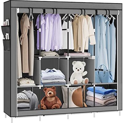 LANTUS Armoire de Rangement Garde-Robe Pliable en Tissu intissé Garde-Robe Penderies pour Chambre d'adulte-Portable Garde-Robe Armoire Étagères Vêtements (167 * 45 * 170cm Gris foncé) - Publicité LANTUS Armoire de Rangement Garde-Robe Pliable en Tissu intissé Garde-Robe Penderies pour Chambre d'adulte-Portable Garde-Robe Armoire Étagères Vêtements (167 * 45 * 170cm Gris foncé) - Publicité