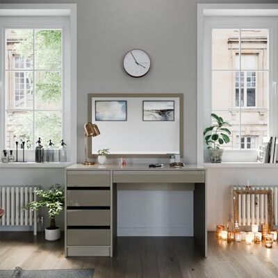 Vicco Coiffeuse Sherry, Gris Brillant, 120cm sans Miroir, 5 tiroirs pour différents Besoins de Rangement - Publicité Vicco Coiffeuse Sherry, Gris Brillant, 120cm sans Miroir, 5 tiroirs pour différents Besoins de Rangement - Publicité