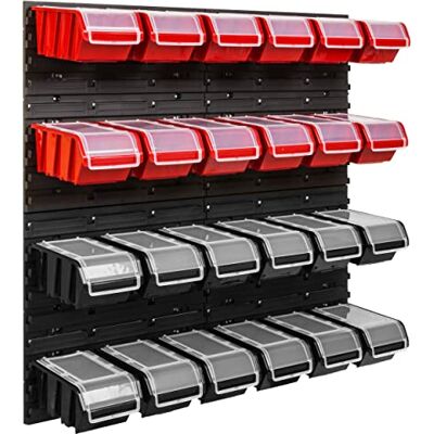 SimpleThing Système de stockage d'étagères d'atelier 78 x 78 cm 24 pièces. Boîte Étagère murale avec boîtes empilables – Plaques murales extra fortes Étagère de rangement pour garage (4) - Publicité SimpleThing Système de stockage d'étagères d'atelier 78 x 78 cm 24 pièces. Boîte Étagère murale avec boîtes empilables – Plaques murales extra fortes Étagère de rangement pour garage (4) - Publicité