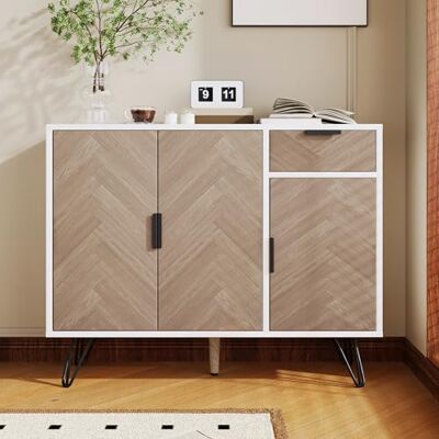 BTM Buffet de Salon, Meuble de Rangement avec 3 Portes et 1 Tiroirs, Étagères Réglables, Buffet Blanc et Bois pour Salon, Couloir et Cuisine, 90x30x71.5, Noir et Brun - Publicité BTM Buffet de Salon, Meuble de Rangement avec 3 Portes et 1 Tiroirs, Étagères Réglables, Buffet Blanc et Bois pour Salon, Couloir et Cuisine, 90x30x71.5, Noir et Brun - Publicité