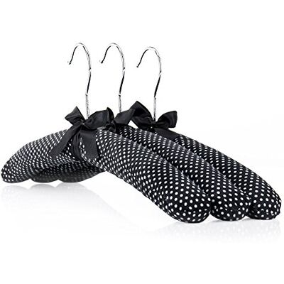 Hangerworld 10 Cintres 43cm Élégants Rembourrés en Satin Noir à Pois avec Nœud pour Vêtements Adultes - Publicité Hangerworld 10 Cintres 43cm Élégants Rembourrés en Satin Noir à Pois avec Nœud pour Vêtements Adultes - Publicité