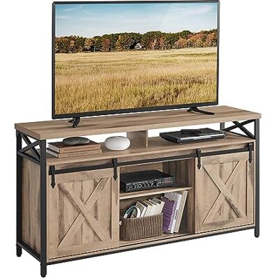 VASAGLE Meuble TV, Support pour Téléviseur Jusqu’à 65 Pouces, avec Étagères Réglables, Portes Imitation Grange, Style Rustique, Cadre en Métal, Marron Camel et Noir Simple LTV071B50V1 - Publicité VASAGLE Meuble TV, Support pour Téléviseur Jusqu’à 65 Pouces, avec Étagères Réglables, Portes Imitation Grange, Style Rustique, Cadre en Métal, Marron Camel et Noir Simple LTV071B50V1 - Publicité