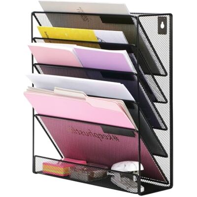 EXERZ Porte-Revues Bureau 5 étages, Présentoirs Muraux A4, 5 Compartiments Métal Mural Porte Documents 5 Niveaux Organiseur de Fichiers, Noir - Publicité EXERZ Porte-Revues Bureau 5 étages, Présentoirs Muraux A4, 5 Compartiments Métal Mural Porte Documents 5 Niveaux Organiseur de Fichiers, Noir - Publicité