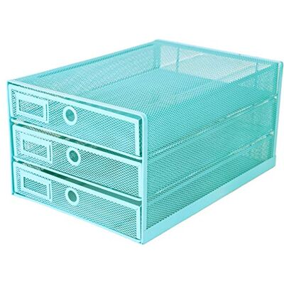 EXERZ Organiseur maillé 3 tiroirs/Module de Classement/Trieur de Papier/Organiseur Multifonctionnel de Bureau(Turquoise) - Publicité EXERZ Organiseur maillé 3 tiroirs/Module de Classement/Trieur de Papier/Organiseur Multifonctionnel de Bureau(Turquoise) - Publicité