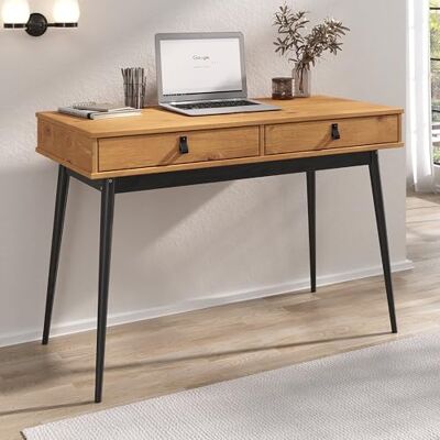 IDIMEX Bureau Wanda avec 2 tiroirs, en pin Massif, Bureau en Bois, Coloris chêne et Noir - Publicité IDIMEX Bureau Wanda avec 2 tiroirs, en pin Massif, Bureau en Bois, Coloris chêne et Noir - Publicité