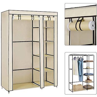 LANTUS Armoire de Rangement,Garde-Robe,Organisateur de Stockage de vêtements Armoire Toile Placard à Rangement,pour Chambre, Couloir, Dressing,110 * 45 * 175cm-Beige - Publicité LANTUS Armoire de Rangement,Garde-Robe,Organisateur de Stockage de vêtements Armoire Toile Placard à Rangement,pour Chambre, Couloir, Dressing,110 * 45 * 175cm-Beige - Publicité