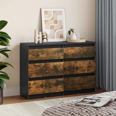 YITAHOME Commode à 6 tiroirs en Bois pour Chambre à Coucher, Table de Chevet Moderne, 100 x 30 x 70 cm, Noir Rustique - Publicité YITAHOME Commode à 6 tiroirs en Bois pour Chambre à Coucher, Table de Chevet Moderne, 100 x 30 x 70 cm, Noir Rustique - Publicité