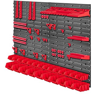 KADAX Lot de 67 Étagère murale d'atelier robuste, 116 x 78 cm, système de stockage en plastique, résistante aux UV, plaques murales extensibles, pour garage (rouge) - Publicité KADAX Lot de 67 Étagère murale d'atelier robuste, 116 x 78 cm, système de stockage en plastique, résistante aux UV, plaques murales extensibles, pour garage (rouge) - Publicité