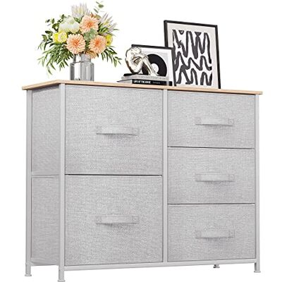 YITAHOME Commode, 5 Tiroirs en Tissu Commode Chambre Meuble de Rangement,Cadre en Métal,Style Moderne,pour Chambre à Coucher, Salon,Gris Clair - Publicité YITAHOME Commode, 5 Tiroirs en Tissu Commode Chambre Meuble de Rangement,Cadre en Métal,Style Moderne,pour Chambre à Coucher, Salon,Gris Clair - Publicité