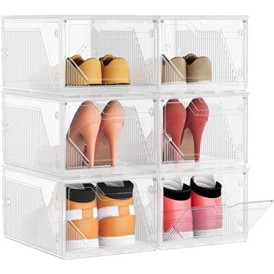SONGMICS Boîtes à Chaussures, Lot de 6, Rangement Chaussures en Plastique, Empilable et Reliable, avec Porte Magnétique, Transparente, jusqu’à la Pointure 46, Blanc Nuage LSP806WH01 - Publicité SONGMICS Boîtes à Chaussures, Lot de 6, Rangement Chaussures en Plastique, Empilable et Reliable, avec Porte Magnétique, Transparente, jusqu’à la Pointure 46, Blanc Nuage LSP806WH01 - Publicité