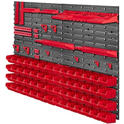 KADAX Lot de 81 Étagère murale d'atelier robuste, 116 x 78 cm, système de stockage en plastique, résistante aux UV, plaques murales extensibles, pour garage (rouge) - Publicité KADAX Lot de 81 Étagère murale d'atelier robuste, 116 x 78 cm, système de stockage en plastique, résistante aux UV, plaques murales extensibles, pour garage (rouge) - Publicité