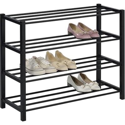 IDIMEX Étagère à Chaussures NAVAN Rangement Porte-Chaussures avec 4 Niveaux en métal laqué Noir pour 16 Paires de Chaussures - Publicité IDIMEX Étagère à Chaussures NAVAN Rangement Porte-Chaussures avec 4 Niveaux en métal laqué Noir pour 16 Paires de Chaussures - Publicité