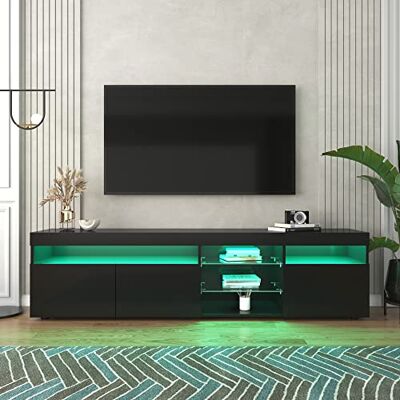 Merax Meuble TV moderne bas Avec LED Meuble TV Meuble TV Meuble TV bas Commode Table TV - Publicité Merax Meuble TV moderne bas Avec LED Meuble TV Meuble TV Meuble TV bas Commode Table TV - Publicité