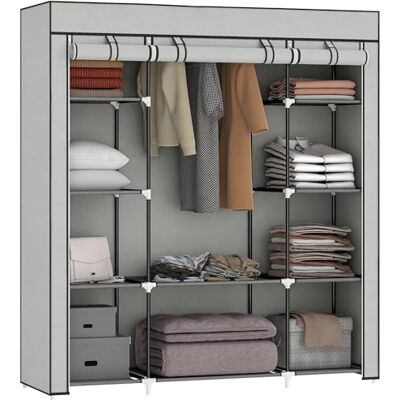 HOMCOM Armoire Penderie en Tissu, Meuble de Rangement avec Tringle à Vêtements et Étagères Ouvertes, Penderie Vêtement Dressing pour Chambre à Coucher, 150x43x162,5cm, Gris Clair - Publicité HOMCOM Armoire Penderie en Tissu, Meuble de Rangement avec Tringle à Vêtements et Étagères Ouvertes, Penderie Vêtement Dressing pour Chambre à Coucher, 150x43x162,5cm, Gris Clair - Publicité