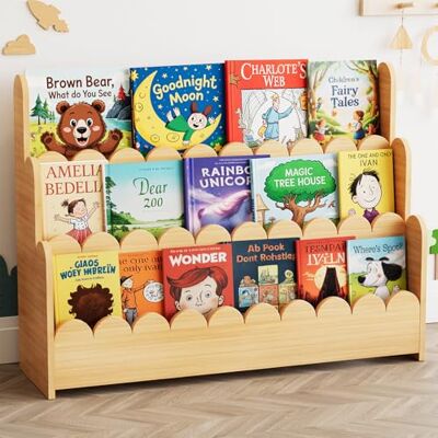 SpaceAid Montessori Bibliothèque festonnée à 3 Niveaux pour Tout-Petits, étagère à Livres en Bois pour Chambres d'enfants, Salle de Jeux, crèche et Salle de Classe, 93,2 cm de Large, Naturel - Publicité SpaceAid Montessori Bibliothèque festonnée à 3 Niveaux pour Tout-Petits, étagère à Livres en Bois pour Chambres d'enfants, Salle de Jeux, crèche et Salle de Classe, 93,2 cm de Large, Naturel - Publicité