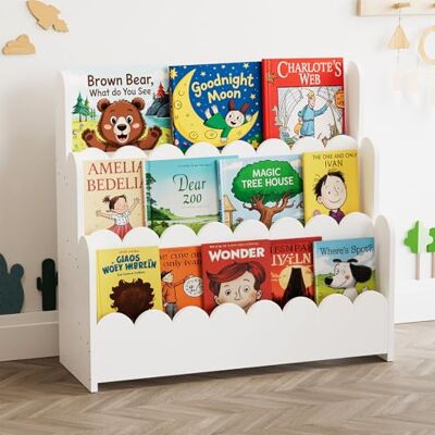 SpaceAid Montessori Bibliothèque festonnée à 3 Niveaux pour Tout-Petits, étagère à Livres en Bois pour Chambre d'enfant, Salle de Jeux, crèche et Salle de Classe, Blanc - Publicité SpaceAid Montessori Bibliothèque festonnée à 3 Niveaux pour Tout-Petits, étagère à Livres en Bois pour Chambre d'enfant, Salle de Jeux, crèche et Salle de Classe, Blanc - Publicité