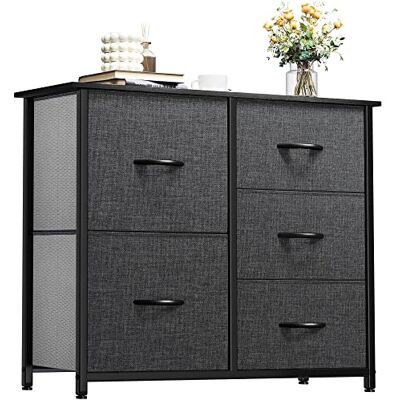 YITAHOME Commode, 5 Tiroirs en Tissu Commode Chambre Meuble de Rangement,Cadre en Métal,Style Moderne,pour Chambre à Coucher, Salon,Gris Noir - Publicité YITAHOME Commode, 5 Tiroirs en Tissu Commode Chambre Meuble de Rangement,Cadre en Métal,Style Moderne,pour Chambre à Coucher, Salon,Gris Noir - Publicité
