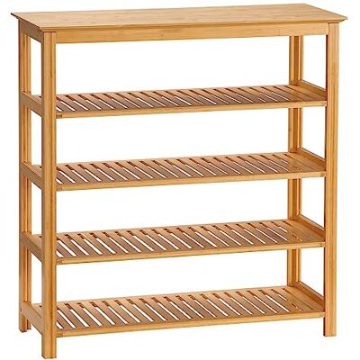 HOMCOM Étagère à Chaussures à 5 Niveaux, Porte-Chaussures en Bambou avec 4 étagères à Lattes, Rangement pour 16 Paires, pour Salon, entrée, Couloir et vestiaire, 80 x 29 x 82 cm, Effet Bois Naturel - Publicité HOMCOM Étagère à Chaussures à 5 Niveaux, Porte-Chaussures en Bambou avec 4 étagères à Lattes, Rangement pour 16 Paires, pour Salon, entrée, Couloir et vestiaire, 80 x 29 x 82 cm, Effet Bois Naturel - Publicité