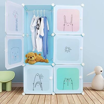 LANTUS Armoire Penderie Portable, Étagère de Rangement, Cubes de Stockage Modulaire en Plastique, Assemblage Facile pour Vêtements, Accessoires, Jouets,74 * 37 * 110cm-bleu - Publicité LANTUS Armoire Penderie Portable, Étagère de Rangement, Cubes de Stockage Modulaire en Plastique, Assemblage Facile pour Vêtements, Accessoires, Jouets,74 * 37 * 110cm-bleu - Publicité