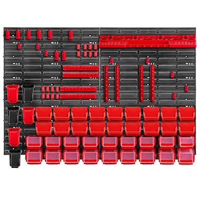 KADAX Lot de 83 Étagère murale d'atelier robuste, 116 x 78 cm, système de stockage en plastique, résistante aux UV, plaques murales extensibles, pour garage (rouge) - Publicité KADAX Lot de 83 Étagère murale d'atelier robuste, 116 x 78 cm, système de stockage en plastique, résistante aux UV, plaques murales extensibles, pour garage (rouge) - Publicité