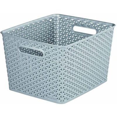 Curver Grand panier de rangement imitation rotin (18 litres) Gris - Publicité Curver Grand panier de rangement imitation rotin (18 litres) Gris - Publicité