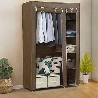 LANTUS Armoire de Rangement en Tissu Textile Pliable avec Tringle à vêtements,Porte-Manteau,Garde-Robe Organisateur de Stockage de vêtements Armoire Toile (110 * 45 * 178cm (Marron)) - Publicité LANTUS Armoire de Rangement en Tissu Textile Pliable avec Tringle à vêtements,Porte-Manteau,Garde-Robe Organisateur de Stockage de vêtements Armoire Toile (110 * 45 * 178cm (Marron)) - Publicité