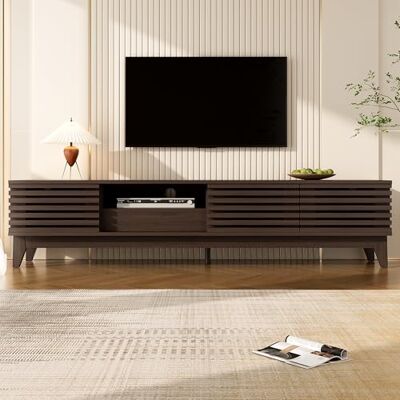 Merax Meuble TV 170 x 35 x 40 cm, meuble TV bas avec 3 portes, 1 tiroir, compartiments ouverts et passe-câbles, élégant meuble TV avec grand espace de rangement pour le salon, couleur bois foncé - Publicité Merax Meuble TV 170 x 35 x 40 cm, meuble TV bas avec 3 portes, 1 tiroir, compartiments ouverts et passe-câbles, élégant meuble TV avec grand espace de rangement pour le salon, couleur bois foncé - Publicité