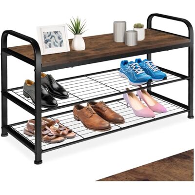 tectake ® Rangement Chaussures 91 x 36 x 55 cm, Style Industriel, Meuble Chaussure 2 étagères grillagées, Meuble Chaussure Entree Dressing, Chambre Etagere Rangement à Chaussures, Bois foncé - Publicité tectake ® Rangement Chaussures 91 x 36 x 55 cm, Style Industriel, Meuble Chaussure 2 étagères grillagées, Meuble Chaussure Entree Dressing, Chambre Etagere Rangement à Chaussures, Bois foncé - Publicité