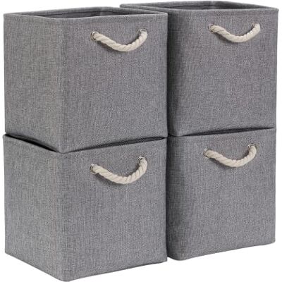 Mangata Cube de Rangement en Tissu, Boîte de Rangement Pliable, Gris, 28x28x28cm, 4 - Publicité Mangata Cube de Rangement en Tissu, Boîte de Rangement Pliable, Gris, 28x28x28cm, 4 - Publicité