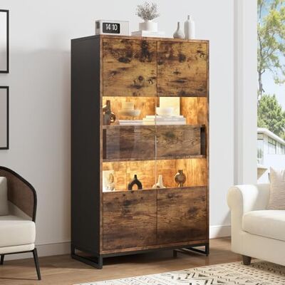 Merax Vitrine transparente avec éclairage LED Bibliothèque avec 2 portes et 2 tiroirs Vitrine de collection Vitrine haute sur pied Pour salon, salle à manger, bureau Marron vintage - Publicité Merax Vitrine transparente avec éclairage LED Bibliothèque avec 2 portes et 2 tiroirs Vitrine de collection Vitrine haute sur pied Pour salon, salle à manger, bureau Marron vintage - Publicité