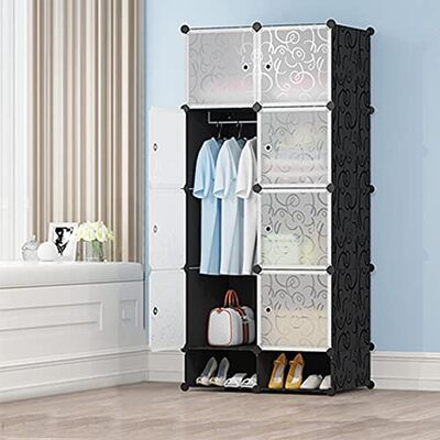 LANTUS Armoire à 10 cubes, armoire modulaire en plastique avec portes, meuble à chaussures, pour vêtements, chaussures, jouets, livres, facile à assembler, 167 x 76 x 37 cm - Publicité LANTUS Armoire à 10 cubes, armoire modulaire en plastique avec portes, meuble à chaussures, pour vêtements, chaussures, jouets, livres, facile à assembler, 167 x 76 x 37 cm - Publicité