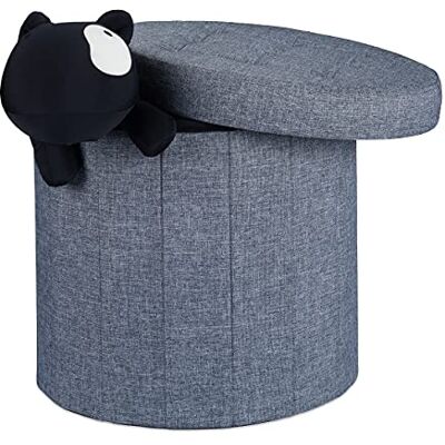Relaxdays 10022874_709 Tabouret rond pliant coffre de rangement pliable pouf siège chaise couvercle HxlxP: 43 x 45 x 45 cm, gris foncé, lin, 43x45x45cm - Publicité Relaxdays 10022874_709 Tabouret rond pliant coffre de rangement pliable pouf siège chaise couvercle HxlxP: 43 x 45 x 45 cm, gris foncé, lin, 43x45x45cm - Publicité