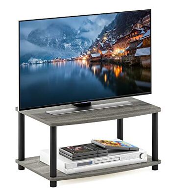 Furinno Eiche Grau/Schwarz Meuble TV - TV Cabinet - Publicité Furinno Eiche Grau/Schwarz Meuble TV - TV Cabinet - Publicité